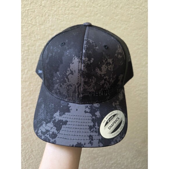 Shimano Hat Men Gray Black Snapback Mesh Trucker Cycling Fish Cap Yupoong NWOT - Picture 1 of 7